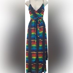 Alice and Olivia Rainbow Block Tie Dye Maxi Dress - Size 0 - NWOT